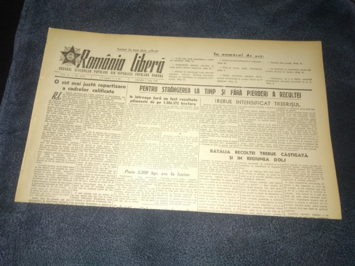 ZIARUL ROMANIA LIBERA 7 IULIE 1951