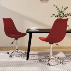 vidaXL Scaune de bucătărie pivotante, 2 buc., roșu vin, textil