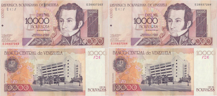 2 &times; 2004 (25 V), 10,000 Bol&iacute;vares (P-85d) - Venezuela - stare UNC