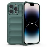 Husa pentru iphone 14 pro max, antisoc, margini cu striatii, design minimalist, green