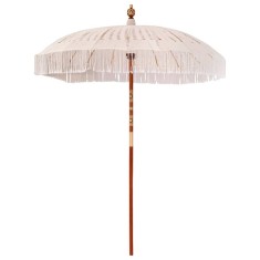 vidaXL Umbrelă de soare Altele Crem x 250 cm Bumbac și lemn masiv