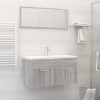 Set mobilier baie Gossi, 2 piese, gri sonoma, lemn prelucrat, dulap chiuveta + oglinda 90x38.5x46 cm