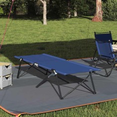 Pat pliabil pentru camping 2 pcs albastru 206 x 76 x 74 cm