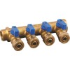 Distribuitor pentru retea calorifere, 4 robineti, coloana 3/4, iesire 16 mm