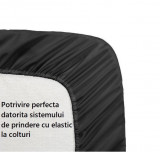 Cumpara ieftin Cearceaf de pat cu elastic, bumbac natural 100%, negru - 170/190