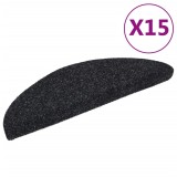 Cumpara ieftin Covorase autoadezive pentru scari, 15 buc., 56x17x3 cm, negre, semirotunde