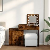 VidaXL Masă de toaletă cu LED, stejar afumat, 115x37x110,5 cm