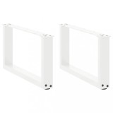 VidaXL Picioare pentru măsuță de cafea &icirc;n formă de U, 2 buc., alb, 60x(30-31) cm, oțel
