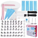 Set 70 Piese Ustensile pentru Ornare Prajituri, Cyrax, din Plastic si Otel Inoxidabil, Multicolor