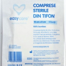Easycare Comprese Sterile Din Tifon Bumbac 100% Taiate 22gr/Mp 10/8cm/50 Str 1plic