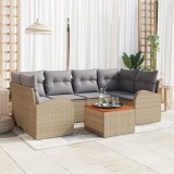 vidaXL Set Canapea Grădină 7 pcs Bej, gri deschis Mari