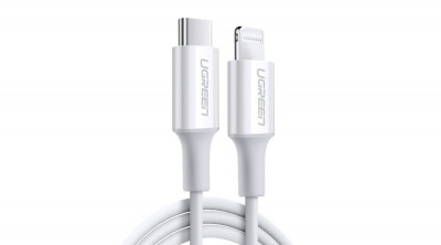 Ugreen Cablu de date și &amp;icirc;ncărcare USB tip C - Lightning iPhone iPad MacBook MFI 1m 3A 18W - Alb (10493) foto