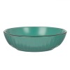 Farfurie Ad&acirc;ncă Ceramică, Model Dungi Reliefate, Culoare Petrol, Diametru 20cm, Capacitate 1,101L, Oem