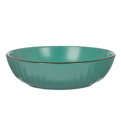Farfurie Ad&amp;acirc;ncă Ceramică, Model Dungi Reliefate, Culoare Petrol, Diametru 20cm, Capacitate 1,101L foto