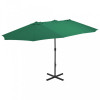 VidaXL Umbrelă de soare de exterior, st&acirc;lp aluminiu, verde, 460x270 cm