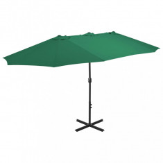 vidaXL Umbrelă de soare de exterior, stâlp aluminiu, verde, 460x270 cm