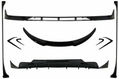 Pachet Exterior Complet de Extensii Tesla Model 3 (2017-up) Prelungire Bara Fata cu Difuzor de aer si Eleron Negru Lucios Performance AutoTuning