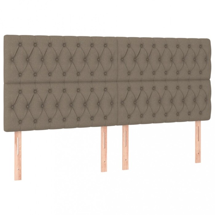 Tablii de pat, 4 buc, gri taupe, 90x7x78/88 cm, textil