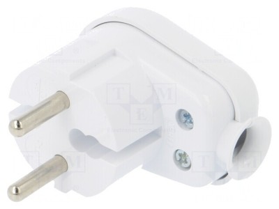 Conector Alimentare AC Tată 2P 250V 16A Alb Pe Cablu foto