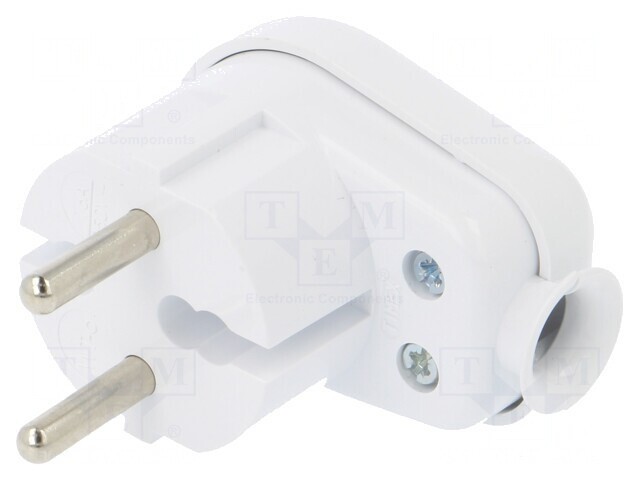 Conector Alimentare AC Tată 2P 250V 16A Alb Pe Cablu