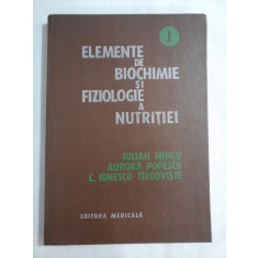 ELEMENTE DE BIOCHIMIE SI FIZIOLOGIE A NUTRITIEI vol. I - IULIAN MINCU * AURORA POPESCU * C. IONESCU TARGOVISTE