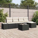 Cumpara ieftin Set de canapele de grădină cu 6 piese, perne incluse, din rattan poly, maro.