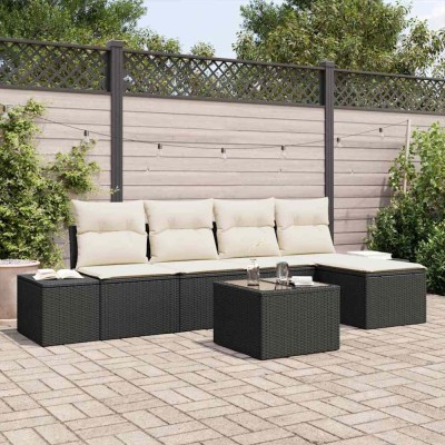 vidaXL Set de canapele pentru grădină 6 pcs Negru Rattan poli 3347027 foto
