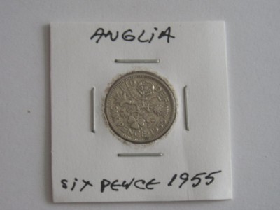 M3 C50 - Moneda foarte veche - Anglia - six pence - 1955 foto