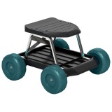 Outsunny Scaun rulant de grădină taburet de grădinărit tavă pentru unelte pentru scos buruieni plantat 50 x 49 x 32 cm verde &icirc;nchis | Aosom Romania