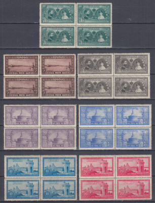 ROMANIA 1928 LP 81 - 10 ANI DE LA UNIREA DOBROGEI BLOCURI DE 4 TIMBRE MNH foto