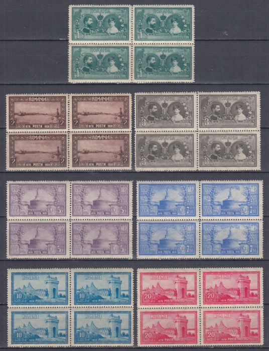 ROMANIA 1928 LP 81 - 10 ANI DE LA UNIREA DOBROGEI BLOCURI DE 4 TIMBRE MNH