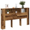 Tablie Pat Gossi 180 cm cu Dulap Lemn Vechi, Depozitare, 180x18.5x102.5 cm
