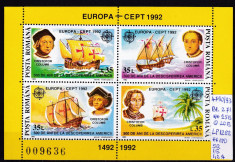 1992 Europa CEPT Bl.271 LP1282 MNH Pret 3,9+1 Lei foto