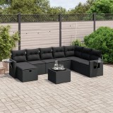 Cumpara ieftin Gossi set mobilier de gradina cu perne, 9 piese, negru, poliratan