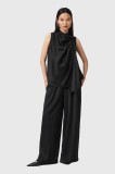 AllSaints pantaloni LEANNE culoarea negru, lat, medium waist, W015TD