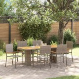 VidaXL Set de masă pentru grădină 7 pcs Gri 190 x 80 x 75 cm poliratan