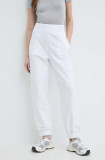 Max Mara Leisure pantaloni femei, culoarea alb, lat, high waist, 2416781088600 2416780000000