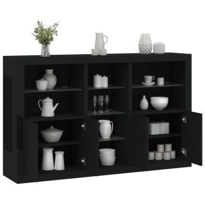 Servantă cu lumini LED, negru, 162x37x100 cm foto
