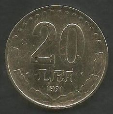 ROMANIA 20 LEI 1991 [1] VF , livrare in cartonas foto