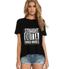 Tricou dama negru - Straight Outta Targu Mures - XL foto