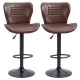 HOMCOM Set 2 Scaune de Bar cu &Icirc;nălțime Reglabilă, Șezut Rotativ și Suport pentru Picioare, 46,5x54x88-108 cm, Maro | Aosom Romania