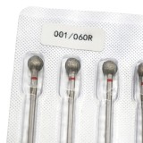 Set de 3 unități: Capăt de freză de diamant pentru cuticule, bilă, br&acirc;u roșu, 001/060R