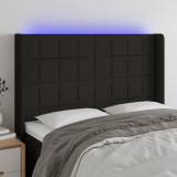 VidaXL Tăblie de pat cu LED, negru, 147x16x118/128 cm, textil