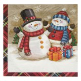 șervețele de Masă Crăciun, Om de Zăpadă, 2 Straturi, 33x33cm, Set 20 Bucăți, Multicolor