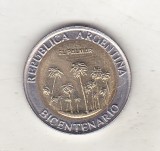 bnk mnd Argentina 1 peso 2010 unc , bimetal . El Palmar