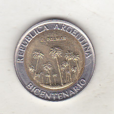 bnk mnd Argentina 1 peso 2010 unc , bimetal . El Palmar