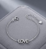 Cumpara ieftin Bratara din Argint 925 cu Scris LOVE Pavat cu Zirconiu, 17+3 cm, 1.80g