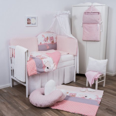 Set de pat pentru bebelusi Pink Bunny 3 piese