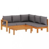 Set canapele de gradina cu perne, 4 piese, lemn masiv de acacia