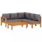 Set canapele de gradina cu perne, 4 piese, lemn masiv de acacia